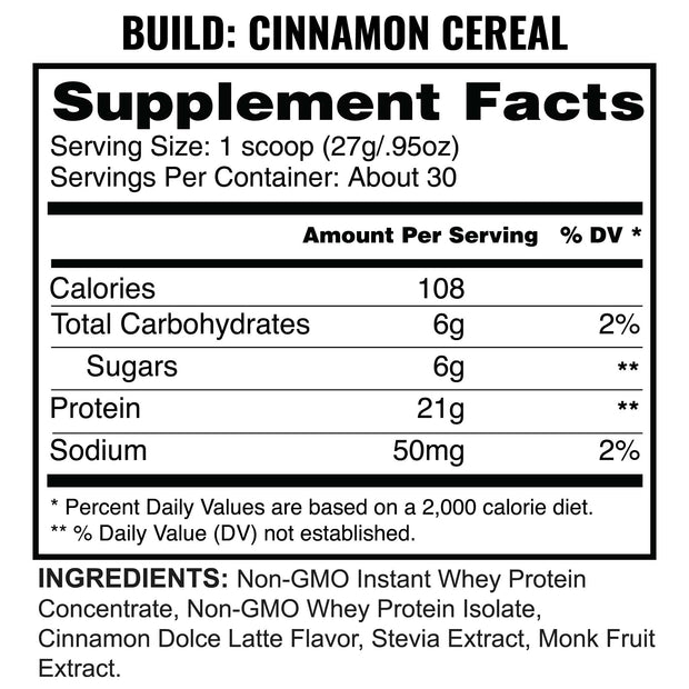 Build Cinnamon Cereal Supplement Facts