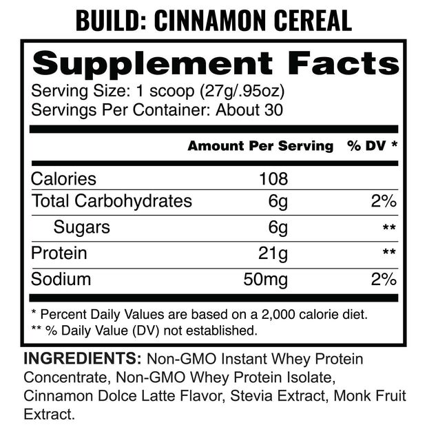 Build Cinnamon Cereal Supplement Facts