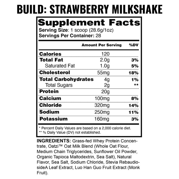 Build Strawberry Milkshake Supplement Facts
