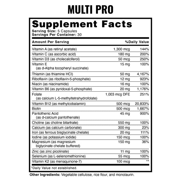 Multi PRO Supplement Facts