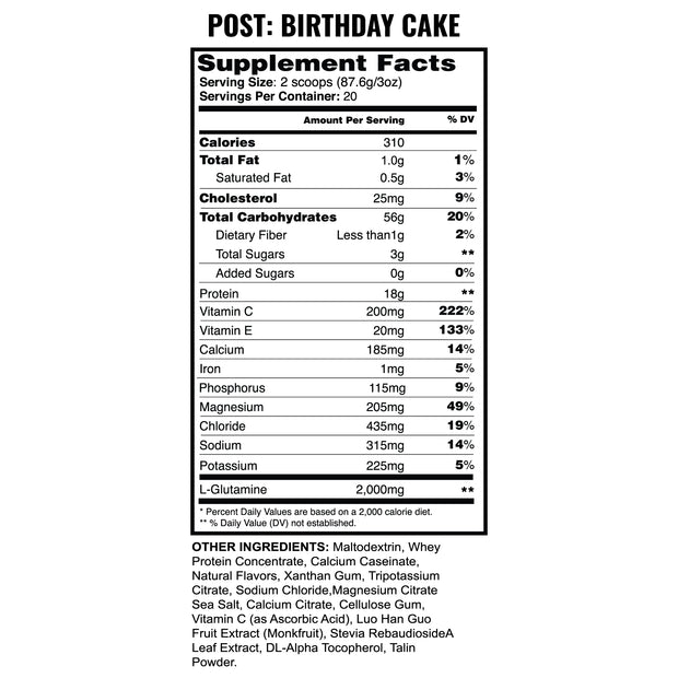 POST Birthday Cake Supplement Facts