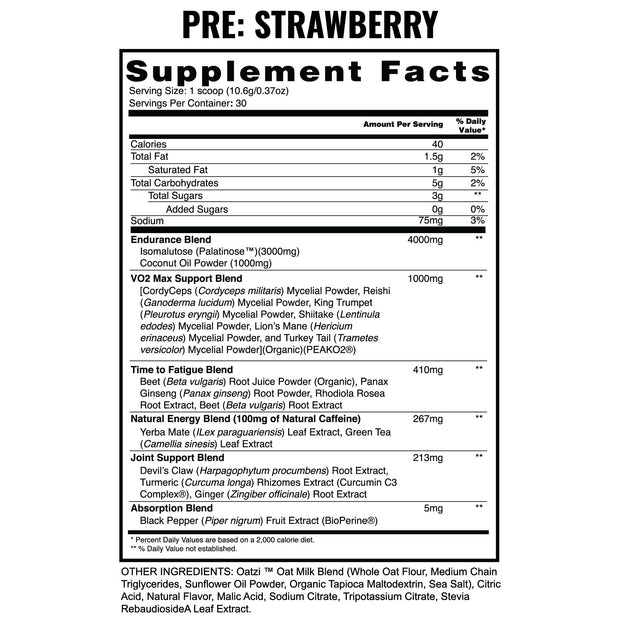 PRE Strawberry Supplement Facts